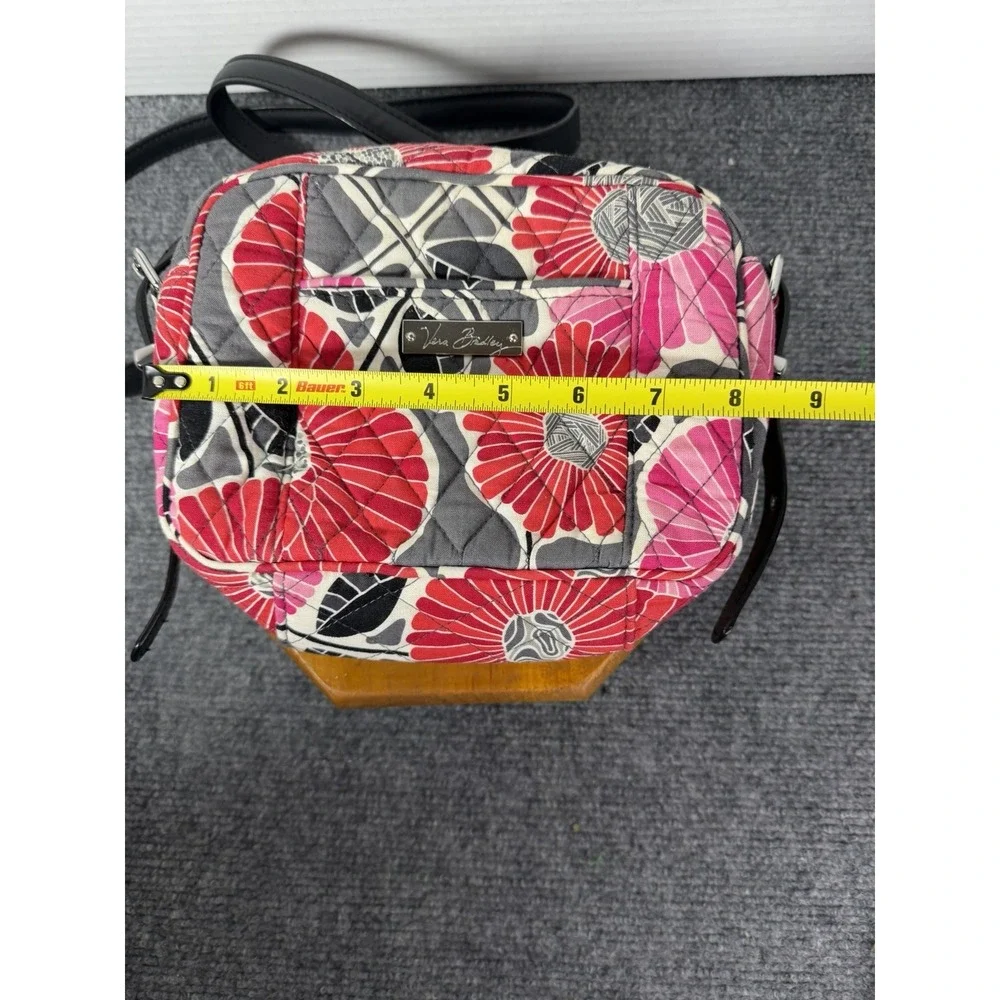 Vera‎ Bradley Floral Nightingale Crossbody Bag Quilted Red Gray Black Retired